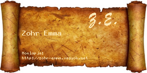 Zohr Emma névjegykártya